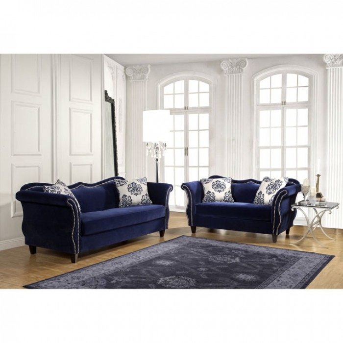Details about   Gorgeous royal blue sued love seat with silver rhinestones!Great price 4 quality 