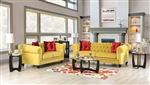 Eliza 2 Piece Sofa Set in Royal Yellow/Red Finish by Furniture of America - FOA-SM2284