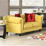 Eliza Love Seat in Royal Yellow/Red Finish by Furniture of America - FOA-SM2284-LV