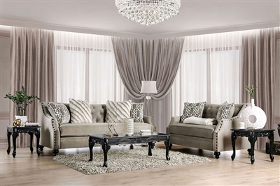 Ezrin 2 Piece Sofa Set in Light Brown by Furniture of America - FOA-SM2668