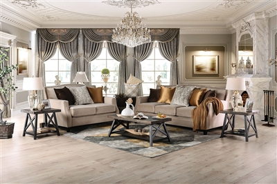 Camilla 2 Piece Sofa Set in Tan by Furniture of America - FOA-SM2681