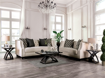 Aniyah 2 Piece Sofa Set in Beige by Furniture of America - FOA-SM2683