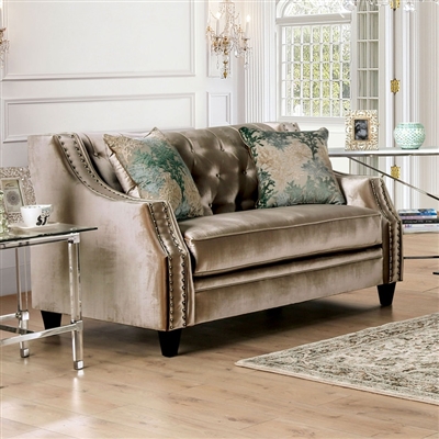 Elicia Love Seat in Champagne/Turquoise Finish by Furniture of America - FOA-SM2685-LV
