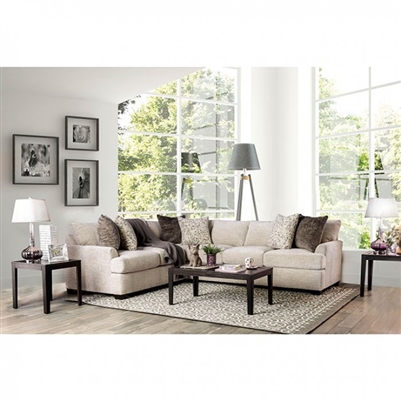 Alisa Sectional Sofa in Ivory by Furniture of America - FOA-SM3079