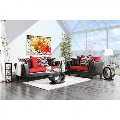 Braelyn 2 Piece Sofa Set in Black/Red by Furniture of America - FOA-SM4060