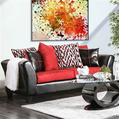 Braelyn Sofa in Black/Red by Furniture of America - FOA-SM4060-SF