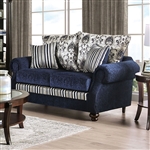 Kenna Love Seat in Navy/Silver Finish by Furniture of America - FOA-SM4434-LV