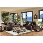 Bonaventura 2 Piece Sofa Set in Brown by Furniture of America - FOA-SM5142BR