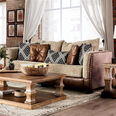 Chaparral Sofa in Beige/Brown by Furniture of America - FOA-SM5144-SF
