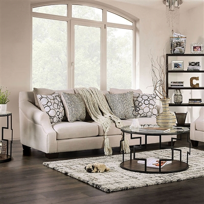 Bromley Sofa in Cream Finish by Furniture of America - FOA-SM5244-SF