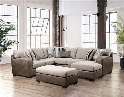 Ashenweald Sectional Sofa in Brown/Light Brown by Furniture of America - FOA-SM5404