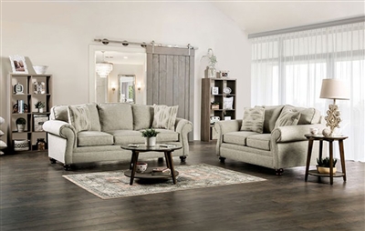 Amaya 2 Piece Sofa Set in Cream Finish by Furniture of America - FOA-SM5411