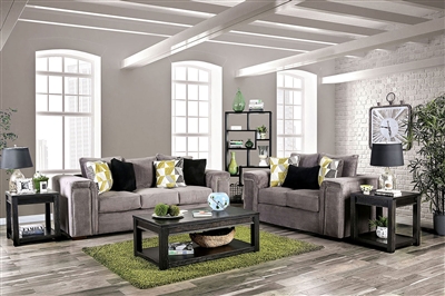 Bradford 2 Piece Sofa Set in Warm Gray by Furniture of America - FOA-SM6154