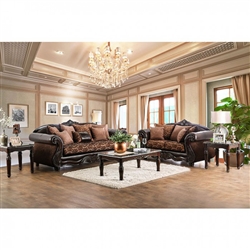 Elpis 2 Piece Sofa Set in Brown by Furniture of America - FOA-SM6404