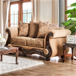 Nicanor Love Seat in Tan & Gold by Furniture of America - FOA-SM6407-LV