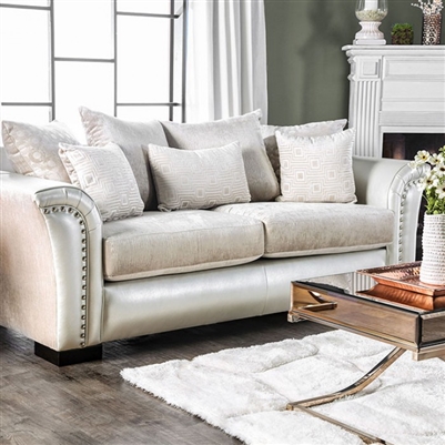 Benigno Sofa in Pearl by Furniture of America - FOA-SM6411-SF