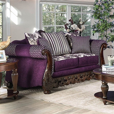 Emilia Love Seat in Purple/Silver by Furniture of America - FOA-SM6419-LV