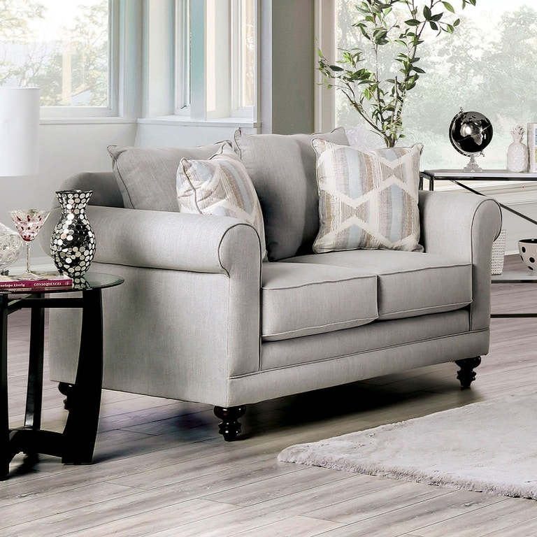 Kacey Love Seat in Light Gray/Powder Blue/Pale Plum Finish by Furniture ...