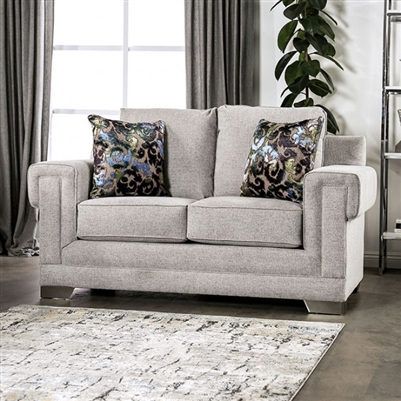 Atherstone Love Seat in Light Gray by Furniture of America - FOA-SM6436-LV