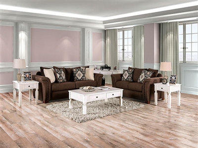 Belsize 2 Piece Sofa Set in Chocolate/Tan Finish by Furniture of America - FOA-SM6439