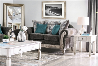 Cerise Love Seat in Gray/Antique White by Furniture of America - FOA-SM7642-LV