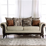 Saoirse Love Seat in Tan/Espresso by Furniture of America - FOA-SM7644-LV