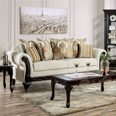 Delizia Sofa in Cream Upholstery by Furniture of America - FOA-SM7748-SF
