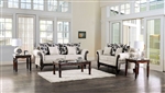 Cassani 2 Piece Sofa Set in Light Gray/Walnut by Furniture of America - FOA-SM7756