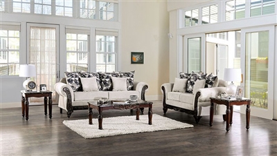 Cassani 2 Piece Sofa Set in Light Gray/Walnut by Furniture of America - FOA-SM7756