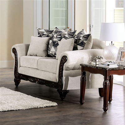 Cassani Love Seat in Light Gray/Walnut by Furniture of America - FOA-SM7756-LV