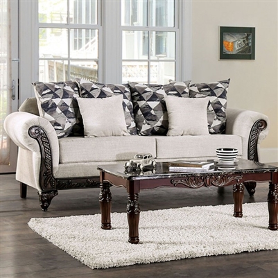 Cassani Sofa in Light Gray/Walnut by Furniture of America - FOA-SM7756-SF