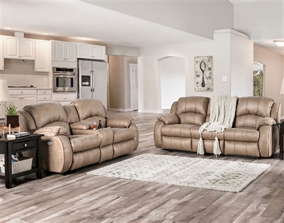 Elton 2 Piece Power Sofa Set in Tan by Furniture of America - FOA-SM7802