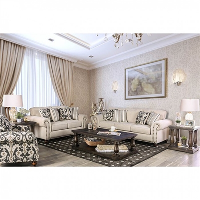 Calloway 2 Piece Sofa Set in Ivory by Furniture of America - FOA-SM8111