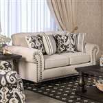 Calloway Love Seat in Ivory by Furniture of America - FOA-SM8111-LV