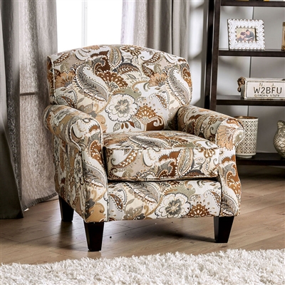 Begley Floral Chair in Mocha by Furniture of America - FOA-SM8300-CH-FL
