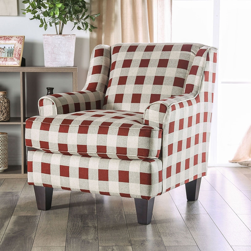 Fillmore Checkered Chair in Ivory/Brown by Furniture of America - FOA ...