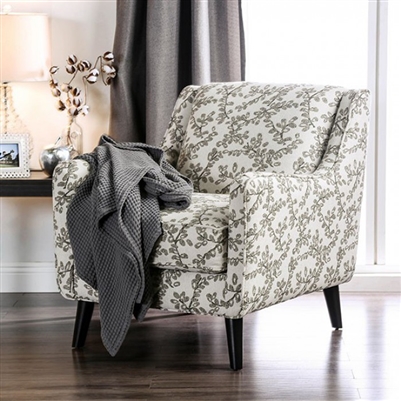Dorset Floral Chair in Light Gray by Furniture of America - FOA-SM8564-CH-FL