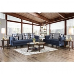 Blaenavon 2 Piece Sofa Set in Blue by Furniture of America - FOA-SM8825