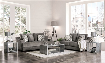 Adrian 2 Piece Sofa Set in Gray by Furniture of America - FOA-SM9101