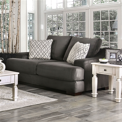 Adrian Love Seat in Charcoal by Furniture of America - FOA-SM9102-LV