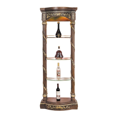 Antique Gold & Mahogany Finished Wine Cellar Display by Homey Design - HD-1157