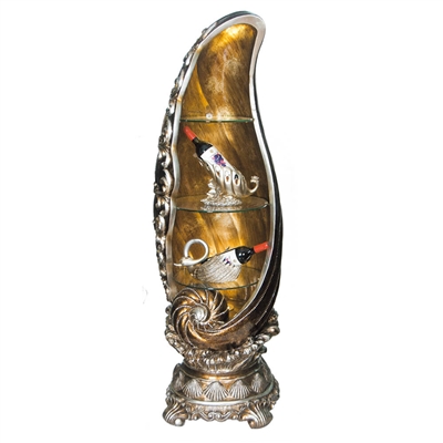Antique Silver & Golden Brown Finished Shell Shape Display by Homey Design - HD-1202