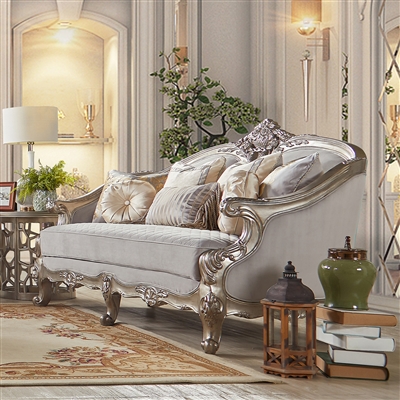 Classic European Loveseat in Antique Silver Finish by Homey Design - HD-20339-L