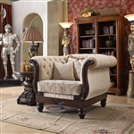 Traditional Style Button Tufted Carved Trim Chair by Homey Design - HD-2651-C