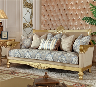 Fabric Upholstered Metallic Bright Gold Sofa by Homey Design - HD-2666-S