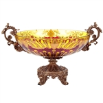 Arc De Cristal Bowl in Bronze-Amber & Ruby Red-Gold Finish by Homey Design - HD-3001