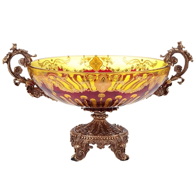 Arc De Cristal Bowl in Bronze-Amber & Ruby Red-Gold Finish by Homey Design - HD-3001