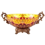 Arc De Cristal Bowl in Bronze-Amber & Ruby Red-Gold Finish by Homey Design - HD-3005