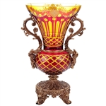 Arc De Cristal Vase in Bronze-Amber & Ruby Red-Gold Finish by Homey Design - HD-3014