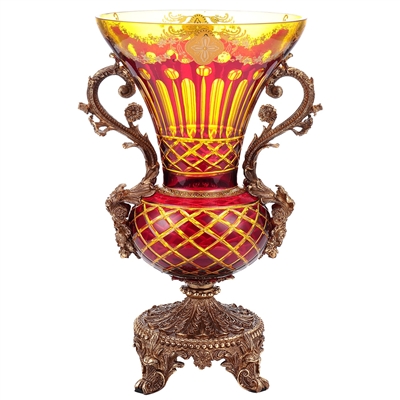 Arc De Cristal Vase in Bronze-Amber & Ruby Red-Gold Finish by Homey Design - HD-3014